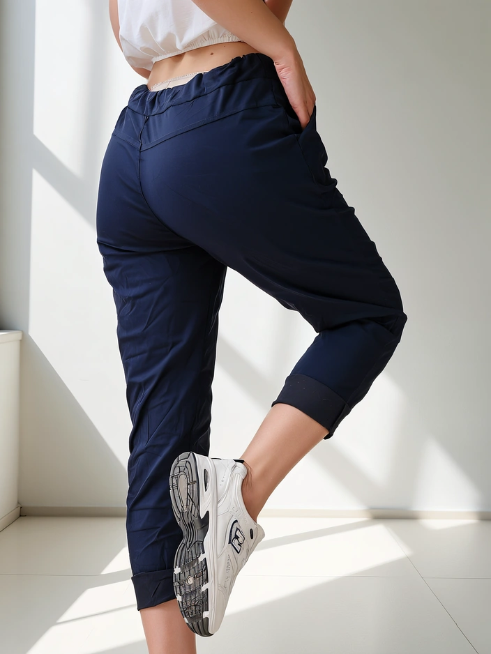 Pantalon skinny en viscose pour femmes Royalfashion avec un cordon de serrage à la taille