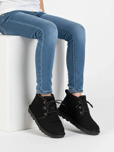 Bottines Enfant Luna Noires Daim Confortables pour l'Hiver