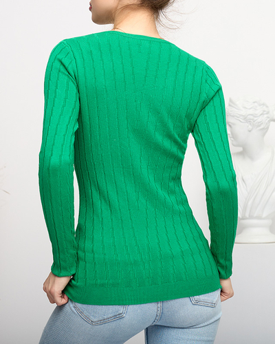 Pull femme vert col rond - Vêtement