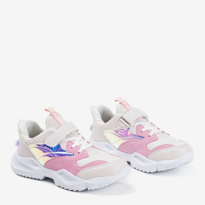 Chaussures de sport pour enfants roses avec inserts Cessio holographiques - Chaussures 1