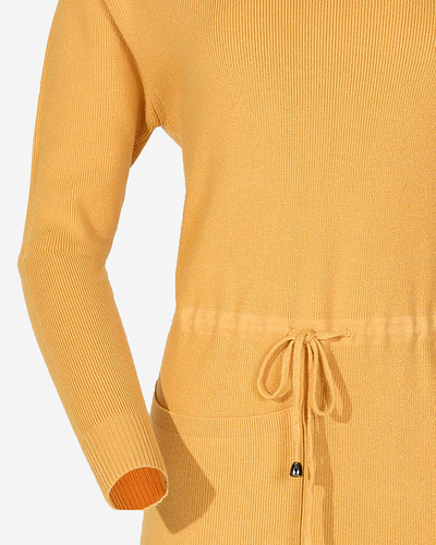 Robe pull femme jaune à col roulé - Vêtements