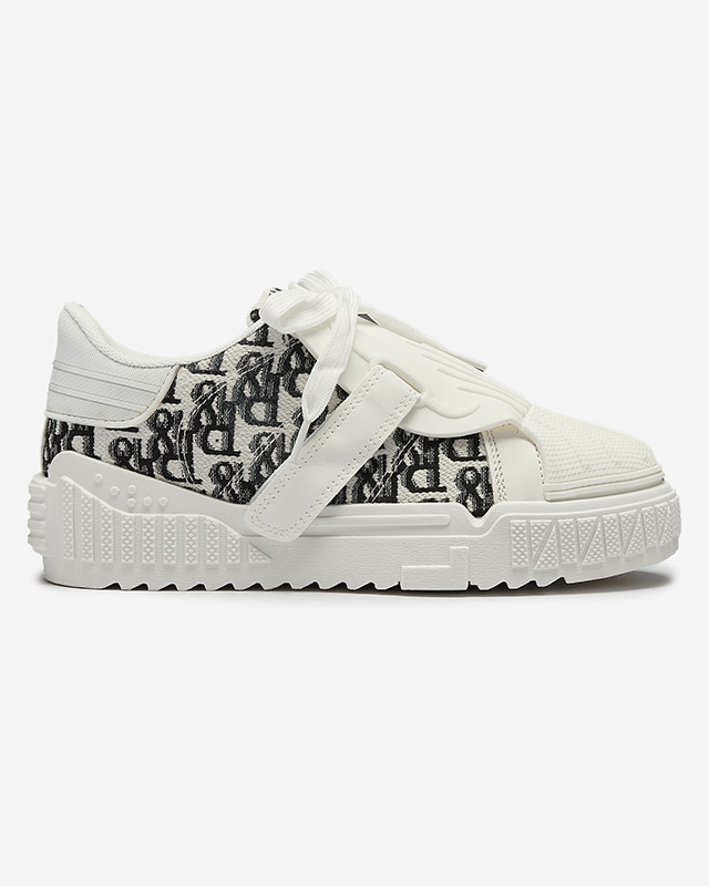 White Printed Sports Sneakers Harrett- Footwear