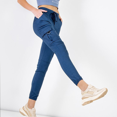 Pantalon cargo femme bleu marine avec poches - Vêtements