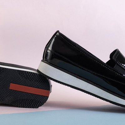 OUTLET Espadrilles basses laquées noires pour femme Menard-Shoes