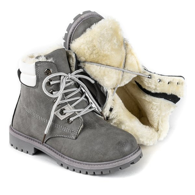 Bottes de randonnée enfants en éco-cuir cabri grises - Footwear