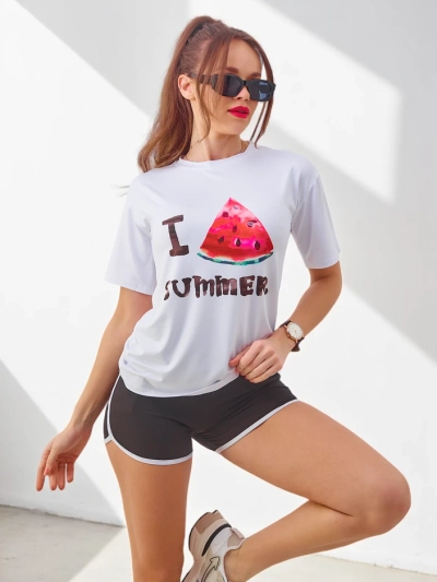 Ensemble de sport pour femmes Royalfashion avec T-shirt et shorts Pastèque