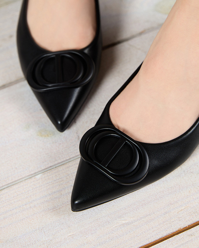 Ballerines pointues noires pour femme avec ornement sur le bout Manico - Footwear