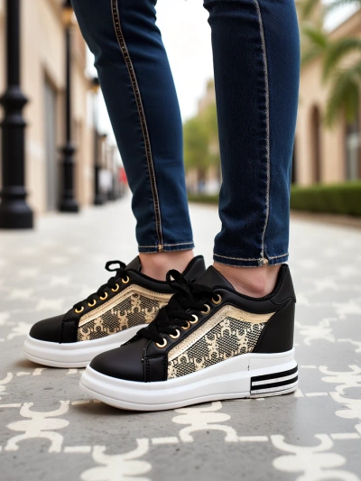 Royalfashion Chaussures de sport pour femmes avec semelle compensée cachée Jesioo