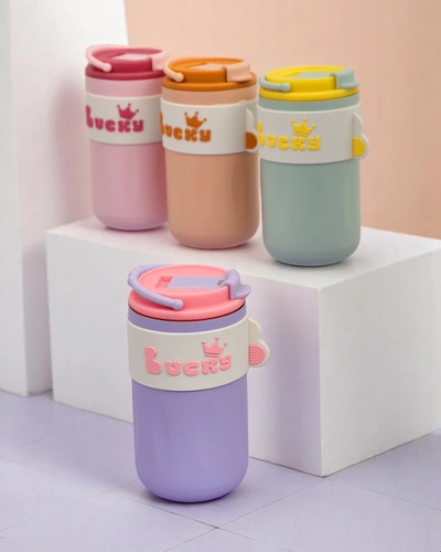 Mug thermique Royalfashion avec un panier, une paille et un bec Happy Dog