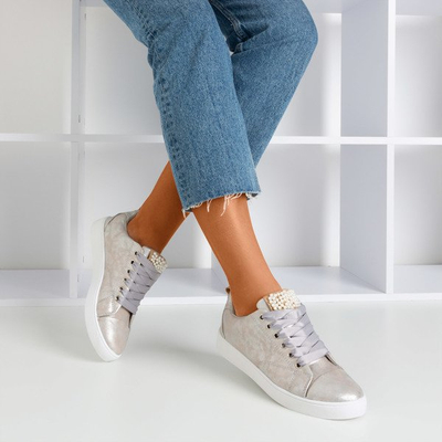 Sneakers gris clair ornées de perles Palivia - Footwear 1