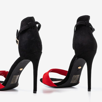 Sandales pour femmes noires et rouges sur un talon haut Gold Rush - Chaussures 1