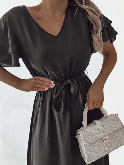 Royalfashion Robe midi simple pour femme