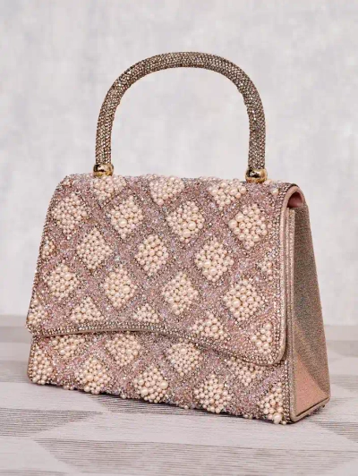 Royalfashion Petit sac à main pour femmes avec zirconia et perles