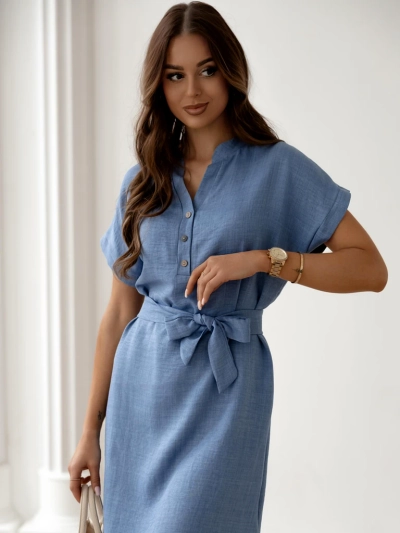 Mini-robe Royalfashion pour femme à manches courtes et encolure boutonnée