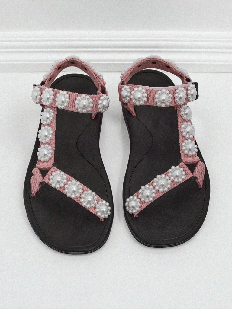 Sandales Letitia Royalfashion roses à plateforme - jets de perles classiques