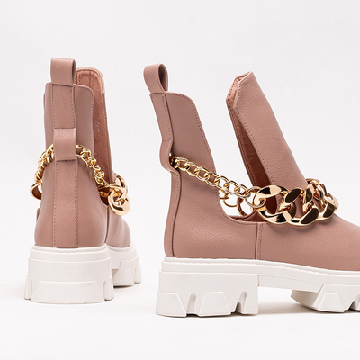 Bottes roses pour femmes avec chaîne Tenkay - Chaussures