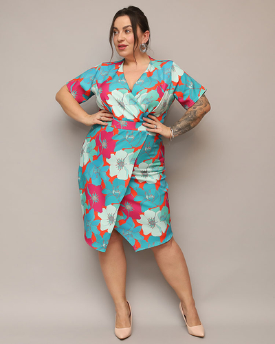 Royalfashion Robe en tissu floral pour femme PLUS SIZE