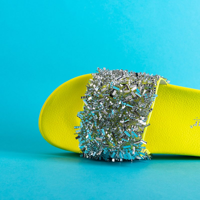 Sandales à plateforme jaune fluo pour femmes avec zircone cubique Lomine - Chaussures