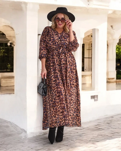 Royalfashion Robe longue à motif camel pour femme