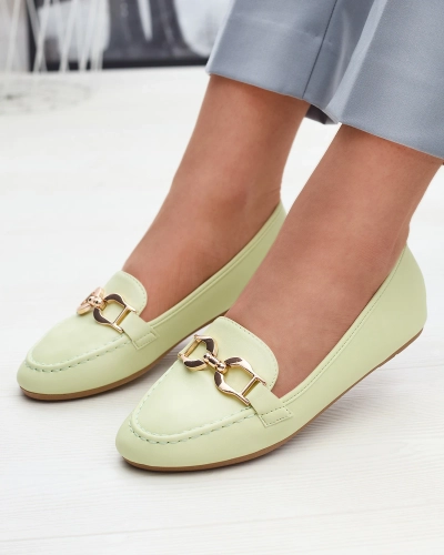 Mocassins pour femme en éco-cuir vert avec embellissement Wiwet-Footwear