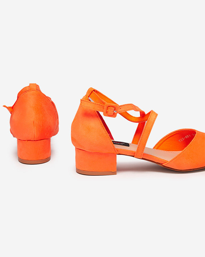 OUTLET Escarpins pour femmes à talons plats orange fluo Wohasi- Shoes