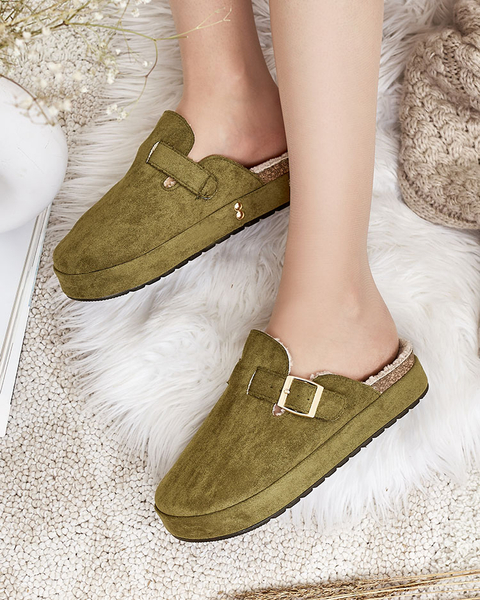 Royalfashion Pantoufles pour femmes avec peau de mouton et boucle Kajis