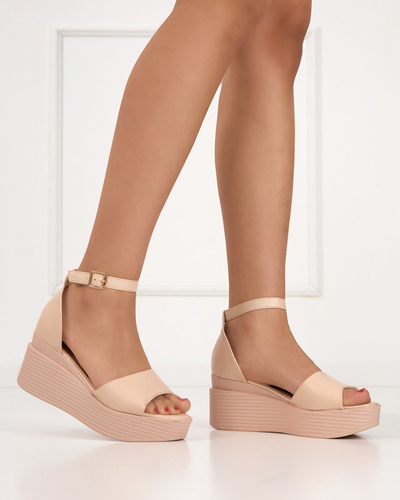 OUTLET Sandales compensées femme beige et rose Monira - Shoes