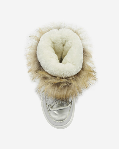 Silver chaussures enfants a'la bottes de neige avec fourrure Asika - Chaussures