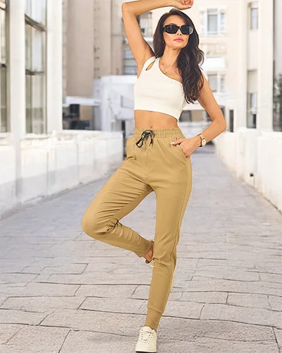 Royalfashion Pantalon droit en tissu pour femme