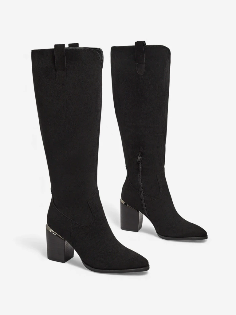 Bottes hautes pour femmes en éco-daim à talons carrés Ferrevi