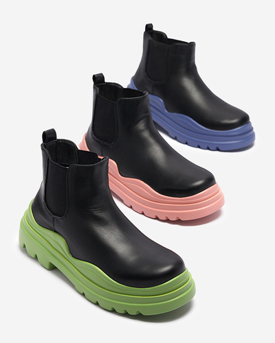 Bottines à enfiler noires pour femme sur semelle violette Beja - Footwear