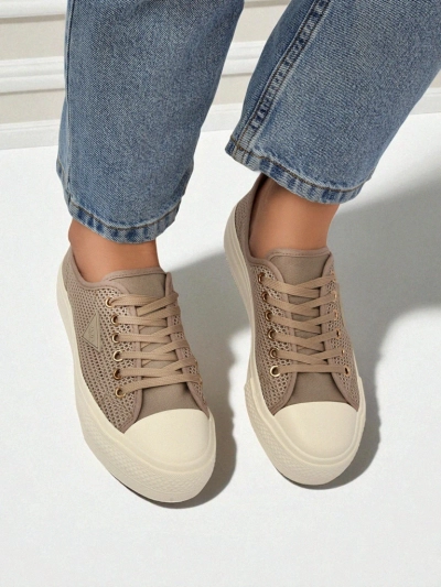 Sneakers pour femmes Hypatia Mesh marron clair pour l'été semelle plate 3cm