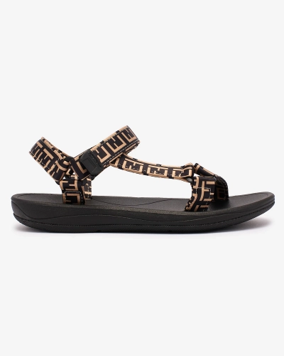 Royalfashion Sandales de sport pour femmes noires et marron avec imprimé Iberifa