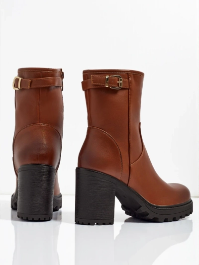Bottines femme en cuir écologique à talons épais Sylvarra