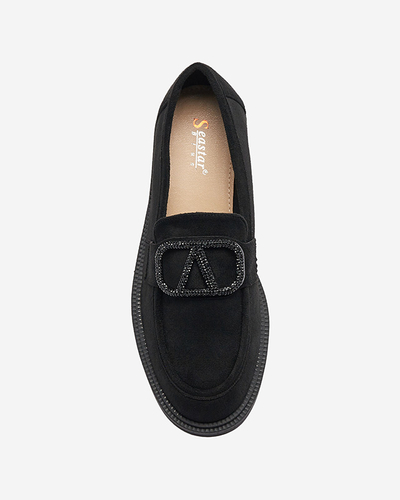 Mocassins noirs pour femmes avec ornement Fogras- Footwear