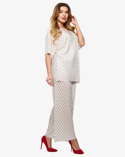 Ensemble plissé beige pour femme - Vêtements