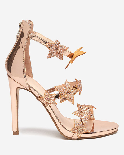 OUTLET Sandales femme rose clair à talon haut avec étoiles Starico - Footwear