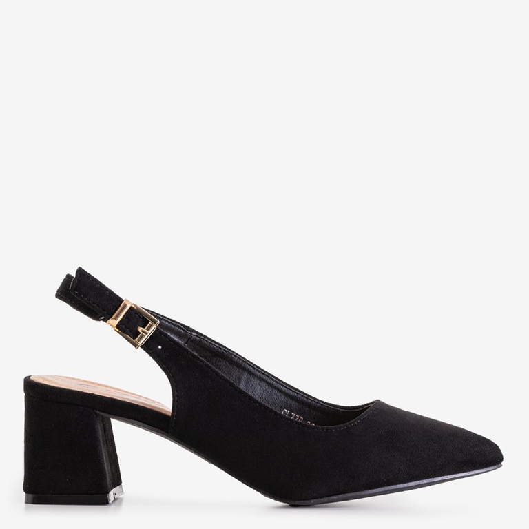 Sandales en éco-suède noires pour femmes sur un poteau Panella - Chaussures