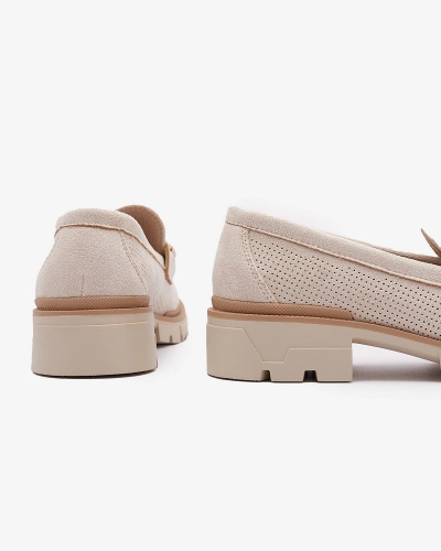 Mocassins ajourés crème pour femme avec chaîne Imerila - Chaussures