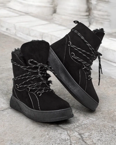 Royalfashion Bottes de neige à lacets pour femmes Mommer