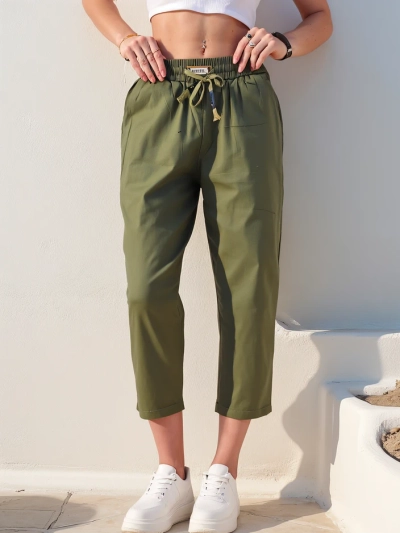 Pantalons droits en tissu pour femmes Royalfashion 7/8