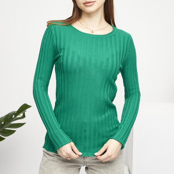 Pull col rond vert femme- Vêtements