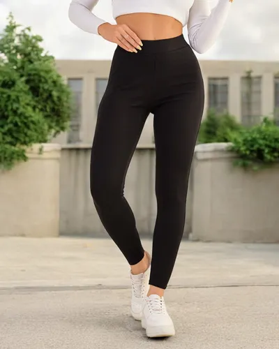 Royalfashion Leggings femme en coton avec zircons