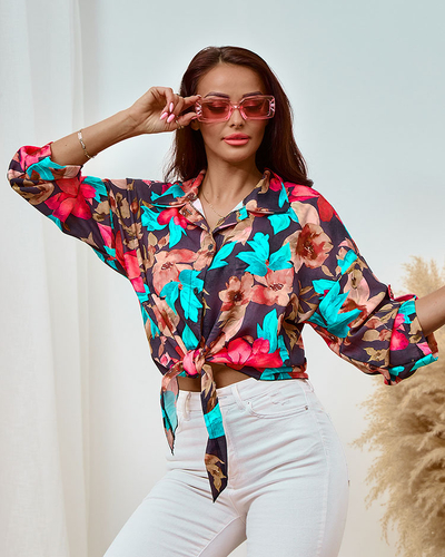 Royalfashion Chemise courte à fleurs pour femme