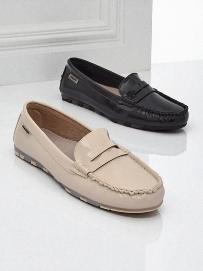 Mocassins pour femmes beiges Kallista - cuir écologique suédé premium