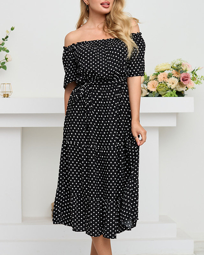 Robe noire à pois femme - Vêtements