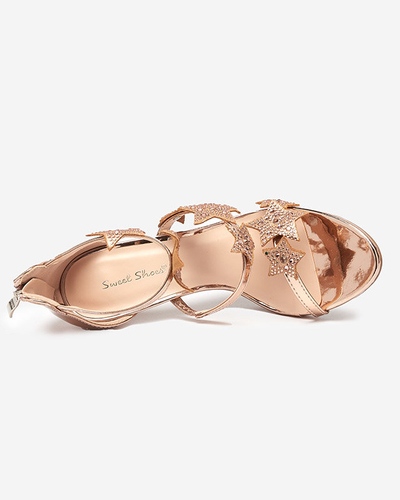OUTLET Sandales femme rose clair à talon haut avec étoiles Starico - Footwear