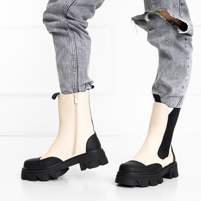 Bottes beiges pour femmes sur une semelle massive Rosidi - Chaussures