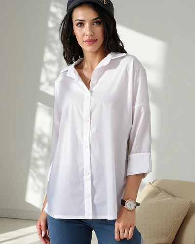 Royalfashion Chemise en coton universelle pour femmes