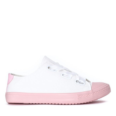 Sneakers blanches et roses nouées avec un ruban Larissa - Chaussures 1